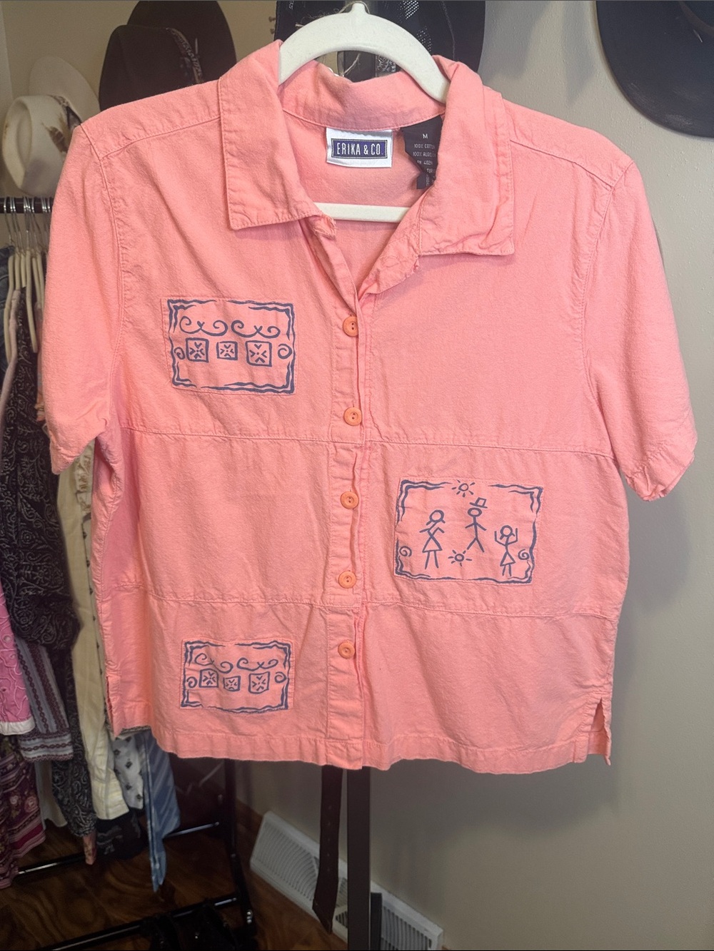Vintage Erika & Co Pink Short-Sleeve Button Down Shirt